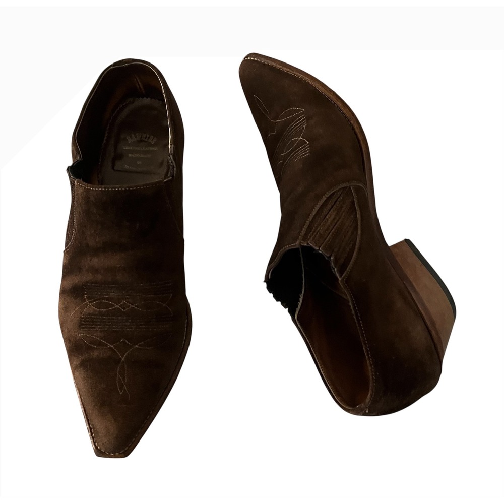 Men's Brown Suede Western Chelsea Cowboy Boots - Classic Slip-On